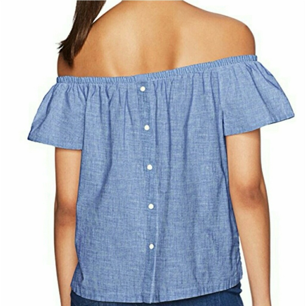 Levi's Off The Shoulder Top Chambray Size Medium - Picture 3 of 14